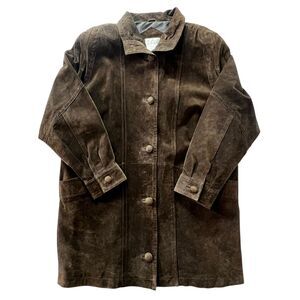 Silverleaf‎ Genuine Suede Brown Leather Coat Heavy Worker Rancher Cowboy Size L